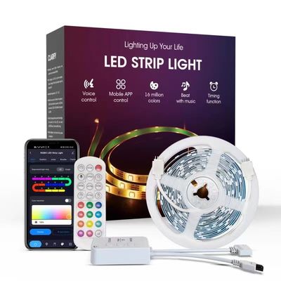 شريط إضاءة LED ذكي بطول 5 أمتار جهاز تحكم عن بعد متزامن مع موسيقى SMD5050 Dream Color القابلة للعنونة