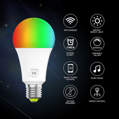 E26 ذكي Wifi LED Bulb 5w 10w 15w التحكم عن بعد RGB Memory وظيفة صوت تنشيط LED أضواء
