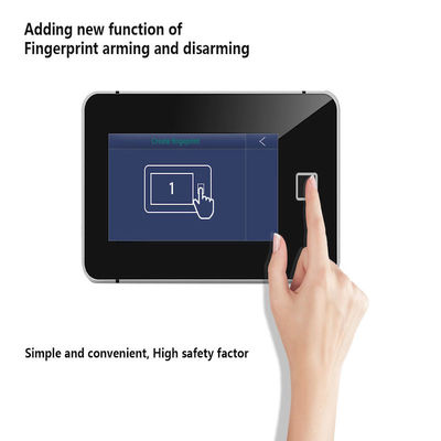 نظام إنذار صوتي لشاشة LCD بتقنية WiFi GSM SIM لشريحة الاتصال الذكي بالمنزل بشاشة تعمل باللمس بالكامل يفتح ببصمة الإصبع